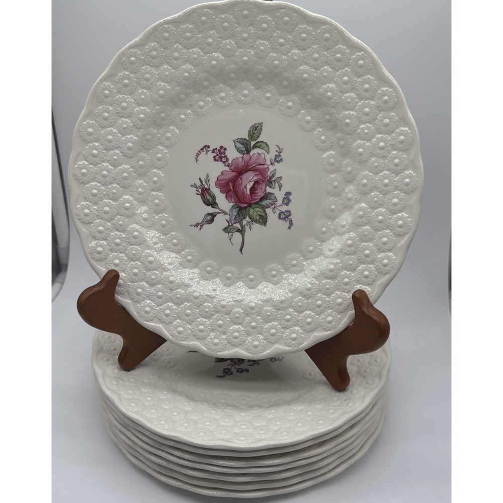 Spode Bridal Rose Dinner Plates 9 Inch Set Of 8